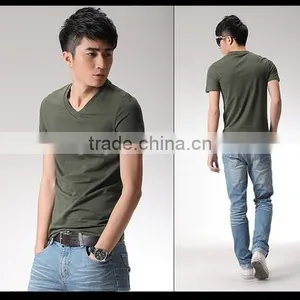 2016 Perfect Popular in China Hot Style Best Quality V-neck T-shirt for Men thumbnail-1
