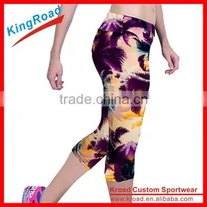 Custom Printed Ladies Workout Legging,yoga Active Wear Women Capri Pants thumbnail-1