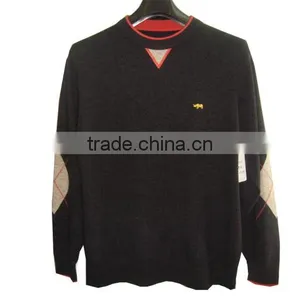 High Quality 100% Cashmere Crew Neck Knit Sweater Mens(BKNM023) thumbnail-1