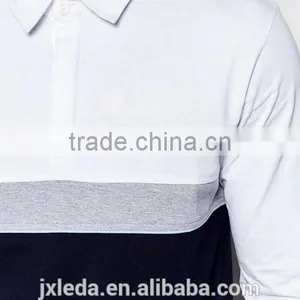 Color Block Long Sleeve 100% Cotton Rugby Polo Shirt, Men Sports Team Wear Custom thumbnail-3