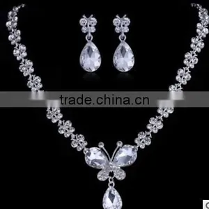 Butterfly Design Crystal Jewelry Set Micropave Setting Crystal Jewelry Set Bling Bling White Crystal Jewelry Set thumbnail-1