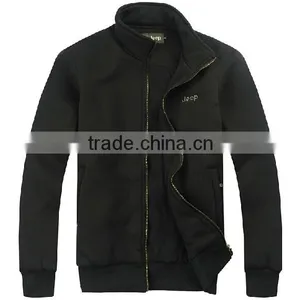 OEM Wholesale Knitting Inside Brushed Fleece 100% Cotton /Polyester /CVC /TC Stand Collar Jacket For Women Men thumbnail-1