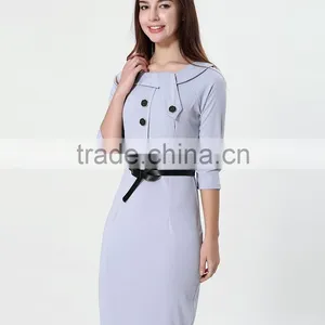 Yihao Trade Assurance New Women Casual Dress Elegant Party Vintage Polka Solid Work Clothing Ladies Office Wear Dresses Dress thumbnail-3