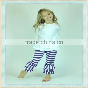 Girls Boutique Clothing Set Write Ruffle Top Legging Pants Container of Uesd Thiland Clothes Wholesale thumbnail-1