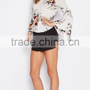 Fashion Blouse Design Floral Tie-Sleeve Off-Shoulder Top&blouse for Sale 2017 thumbnail-3