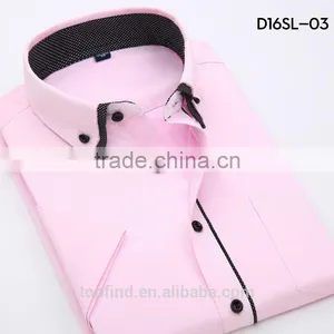 2016 New Arrival Summer Season Fancy 35% Cotton Double Collar Solid Color Short Sleeve Shirt for Man thumbnail-3