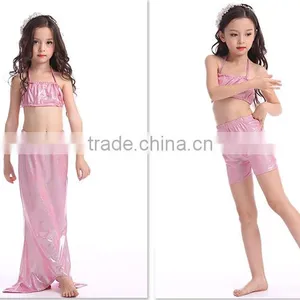 Kids Swimwear Shinny Mermaid Scales Beachwear Shell Top&mermaid Buttoms thumbnail-5