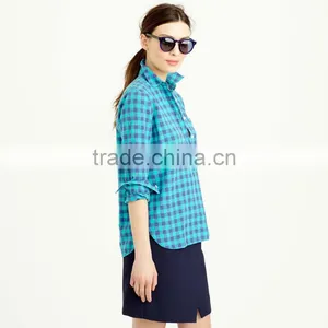 Womens Long Sleeve Fashion Plaid Shirts Tops,Custom Casual Loose Plaid Shirts For Women thumbnail-3