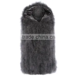 SJ007-01 Hot Sale Hooded Real Feather Clothes for Woman thumbnail-3