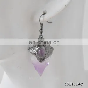Fashionable Simple Arrowhead Crystal Earrings Purple Arrows Stone Earring thumbnail-1
