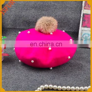 Custom Colour Real Fox Fur Pearl Kids Cap Hat thumbnail-1