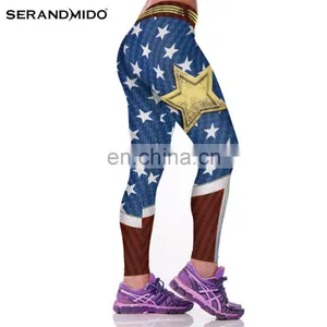 Wonder Woman Sport Fitness Costume High Waist Stretch Gym Trousers Workout Leggings thumbnail-2