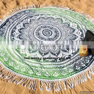 Indian Ombre Tassels Round Mandala Table Cloth Throw Hippie Yoga Mat Towel Bohemian 72" Round Table Cover Throw Wholesale Lot thumbnail-5