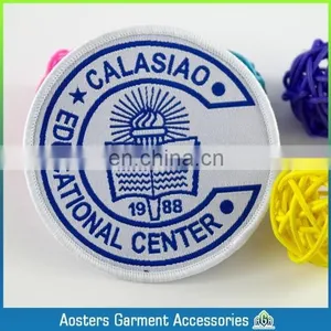 Die-cut Shape Beatiful White Background School Woven Badge Customized Cheap Woven Badge for Kids Personal Woven Badge for Cloth thumbnail-6