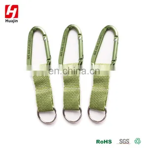 Aluminum Alloy D Shape Carabiner With Strap and Ring, Key Chain Clip Hook thumbnail-1