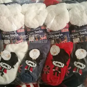 China Professional Slipper Socks Factory Supply 96N Knitting Sherpa Lined Socks With Anti Slip Grippers thumbnail-2