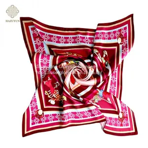 OEM/ODM Factory Made Fashion Elegant Flower Printed Twill Silk Scarf Custom Customs Data thumbnail-4