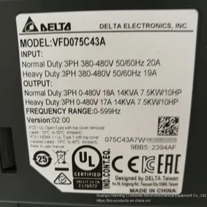 Delta VFD055CP43B-21 CP2000 380V 3 Phase 5.5KW ac Variable Frequency Drive Vfd for Fan Water Pump Motor thumbnail-5