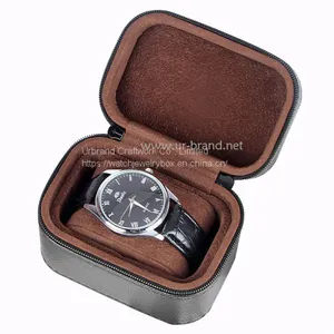 Leather Watch Box Men and Women Small Mini Watch Storage Box Portable Zipper Watch Bag Thickened Shockproof Watch Box thumbnail-1