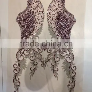 GOWN HANDWORK FABRIC TRIM APPLIQUE DRESS thumbnail-3