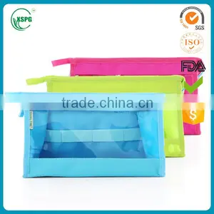 2016 High Quality Beautiful PVC Cosmetic Bag Stripped Transparent Cosmetic Traveling Bag thumbnail-1