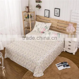Modern Floral Printed Two Colors Bed Linen Sets 100% Cotton Flat Sheet Set All Size thumbnail-3