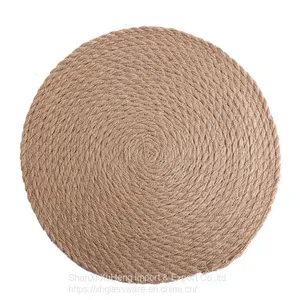 Braided Placemats for Dining Tables Woven Washable Non-Slip Place Mats Jute Fibers and Braided thumbnail-1