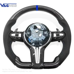 For BMW 3 Series 5 Series 6mm Perferatrd Leather Carbon Fiber Steering Wheel With Key Button Frame Assembly thumbnail-3