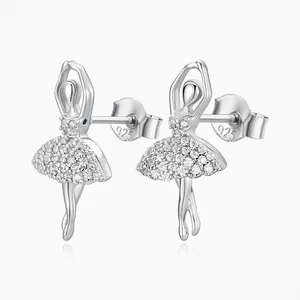 Shining Star Jewelry Dancing Girl Sterling Silver Stud Earrings Jewelry Women thumbnail-5