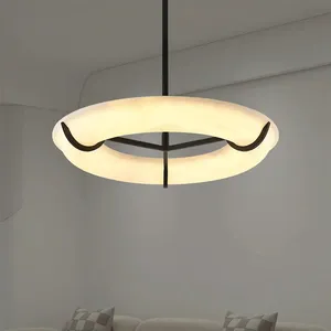Alabaster Donut Ring Chandelier – Integrated LED Halo thumbnail-2