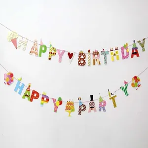 Birthday Party Banners Cartoon HAPPY BIRTHDAY Letter Garland Children Birthday Bunting Party Decoration Colorful Party Supplies thumbnail-5