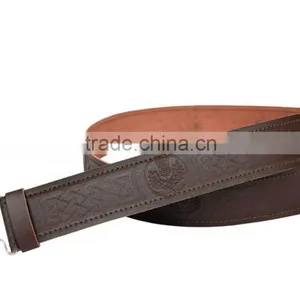 Thistle Design Embossed Kilt Belt Made Of Fine Quality Chrome Leather thumbnail-1