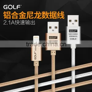 GOLF 3M Metal Nylon Weave Reversible 2.1A Sync And Charge Cable for Iphone5/5s/6 Ipad All the 8 Pin Device thumbnail-6