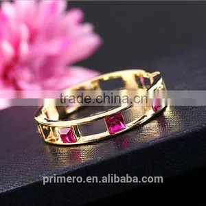 High Quality Style Hollow 18K Gold Plated Square Crystal Bangle Best Gift thumbnail-5