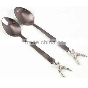 Stainless Steel Stag Head Teaspoon Coffee Spoon Set (2 Pieces) thumbnail-1