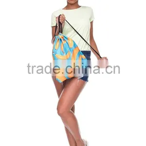 New Design 3D Printed Banana Custom Produce Blue Drawstring Bag thumbnail-5