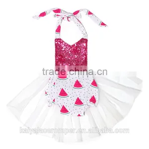 2016 Hot Sale Baby Ruffle Watermelon Printed Romper Backless Girls Fashion Breathable Romper thumbnail-1