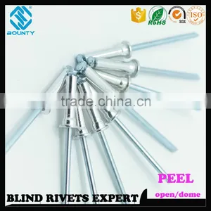 HIGH QUALITY OPEN END MANUFACTURER BUTTON HEAD ALUMINUM STEEL POP PEEL TYPE RIVETS thumbnail-5