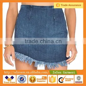 Hot Sale Summer Back Zip Short Denim Skirts for Girls thumbnail-1