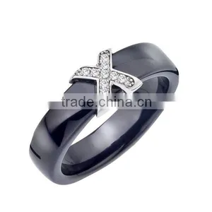 Sterling Silver Promise Black Ceramic Ring thumbnail-1