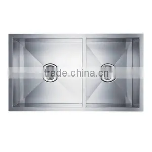 60/40 33 Inch Undermount Type Double Bowl Steel Handmade Sink thumbnail-1
