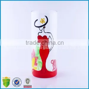 Unique Shape Handmade Art Glass of Colors Bottle With Lid.woman Shape Glass Bottle thumbnail-2