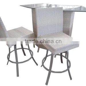 Outdoor White Rattan Dining Table and Chairs thumbnail-1