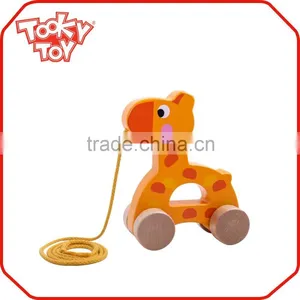 Zoo Animals Pull String Wooden Toy Pull Along Giraffe thumbnail-1