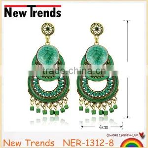 Round Plastic Stud Earrings With Blue Enamel thumbnail-1