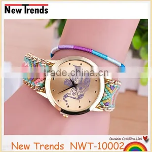 New Design Colorful Braid Rope Geneva Elephant Watch Weave Chain Bracelet Watch thumbnail-5
