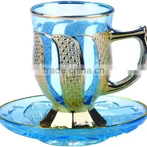 Golden Tea Cup and Saucer Set thumbnail-2