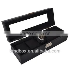 5 Slots Black Faux Leather Empty Watch Case thumbnail-1