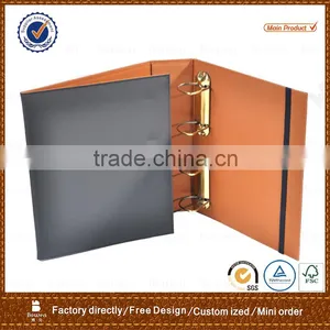 Three Fold Leather File Folder With Metal D Ring Binder and Elastic Band thumbnail-1