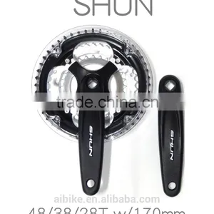 Taiwan Made SHUN Triple Chainwheel w/ Cover 4-arm Alloy Crank Bicycle Chainwheel thumbnail-1